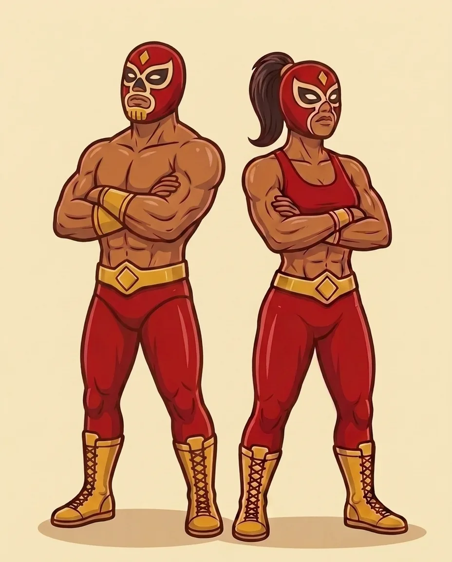 Los dos luchadores de RudoFit, de brazos cruzados