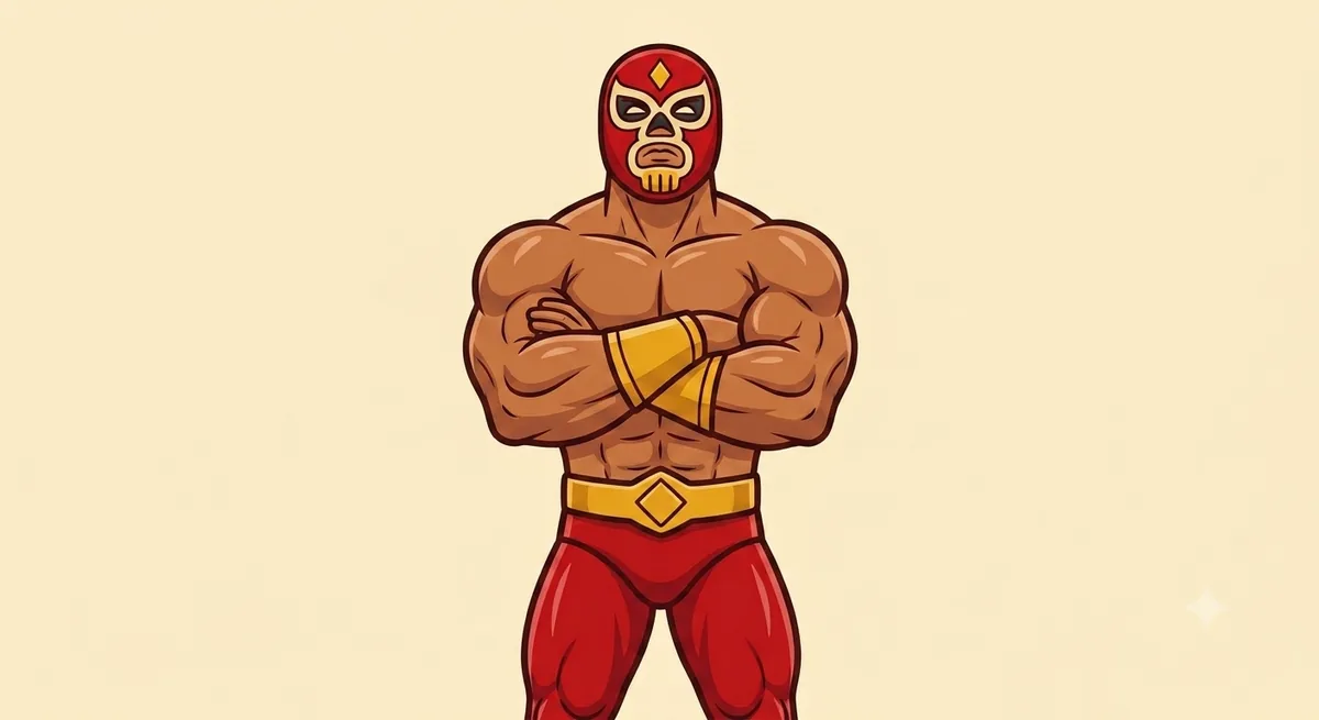 El luchador de RudoFit, de brazos cruzados